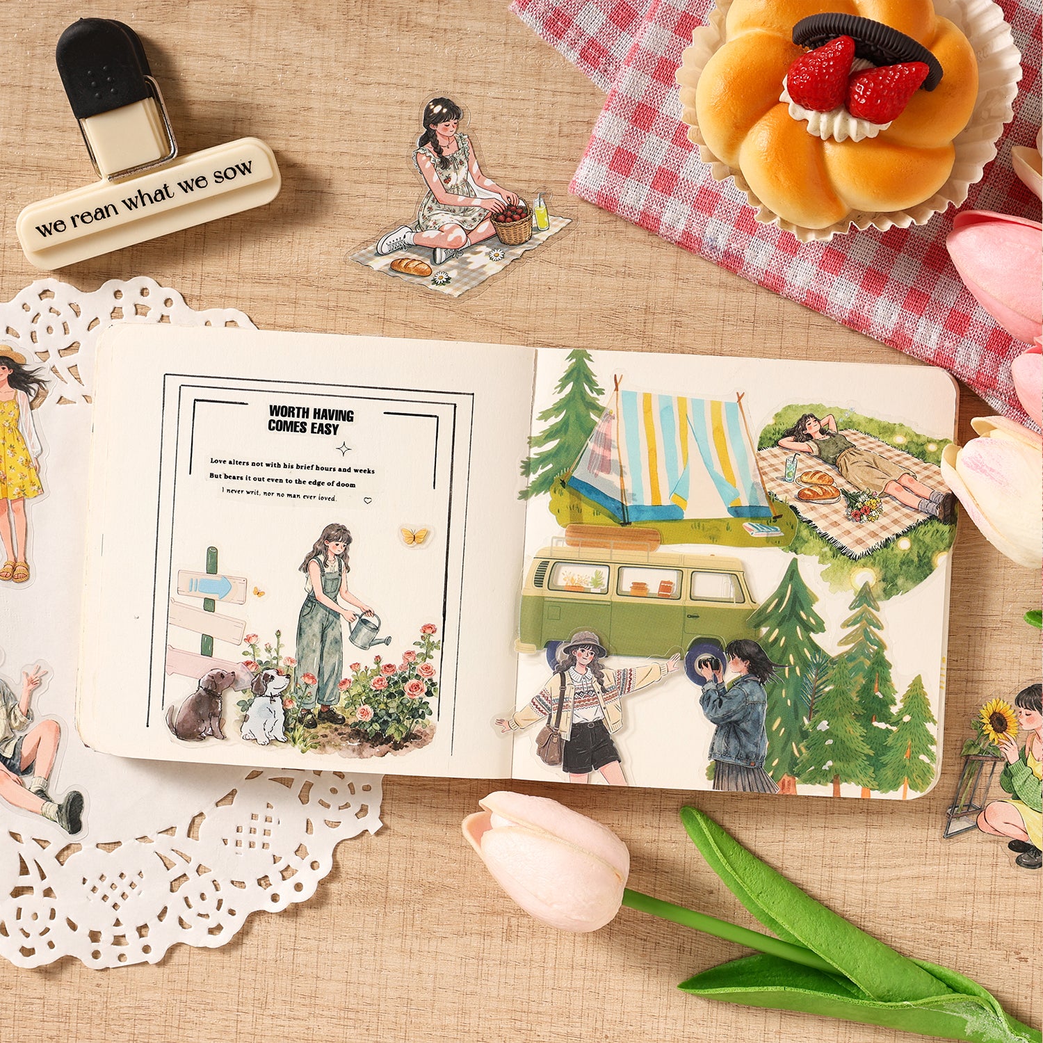 Everyday Life Girl Character Stickers