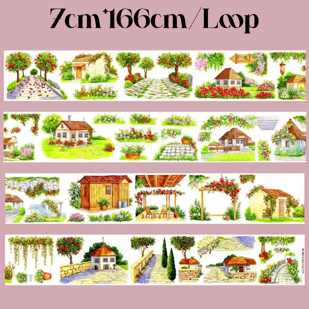 【SZCX】Red Pomegranate Town Landscape PET Tape
