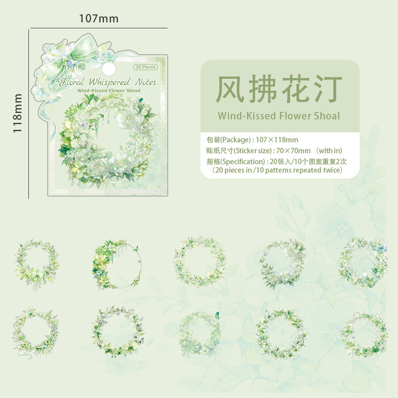 Floral Note with Gentle Whispers Wreath PET Stickers