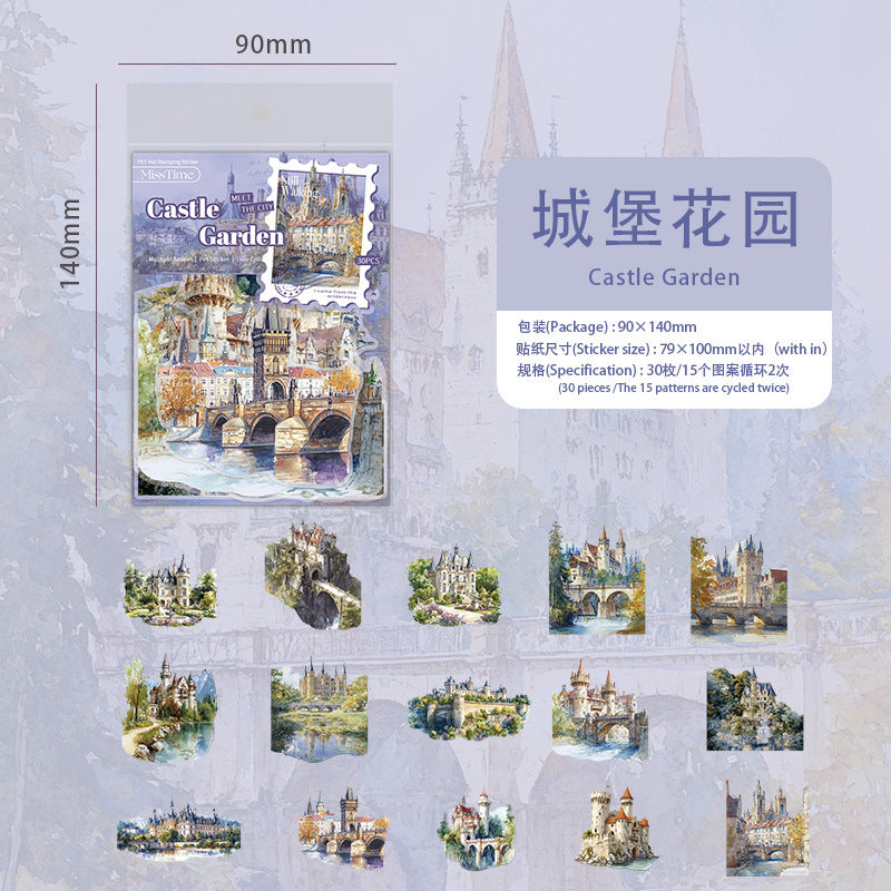 Collection of Scenery and Words PET Sticker