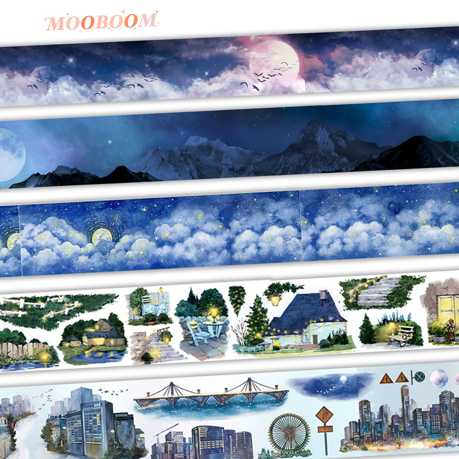 【ZERO】About Night Landscaping Tape(34 Styles)(Whole Roll Tape)