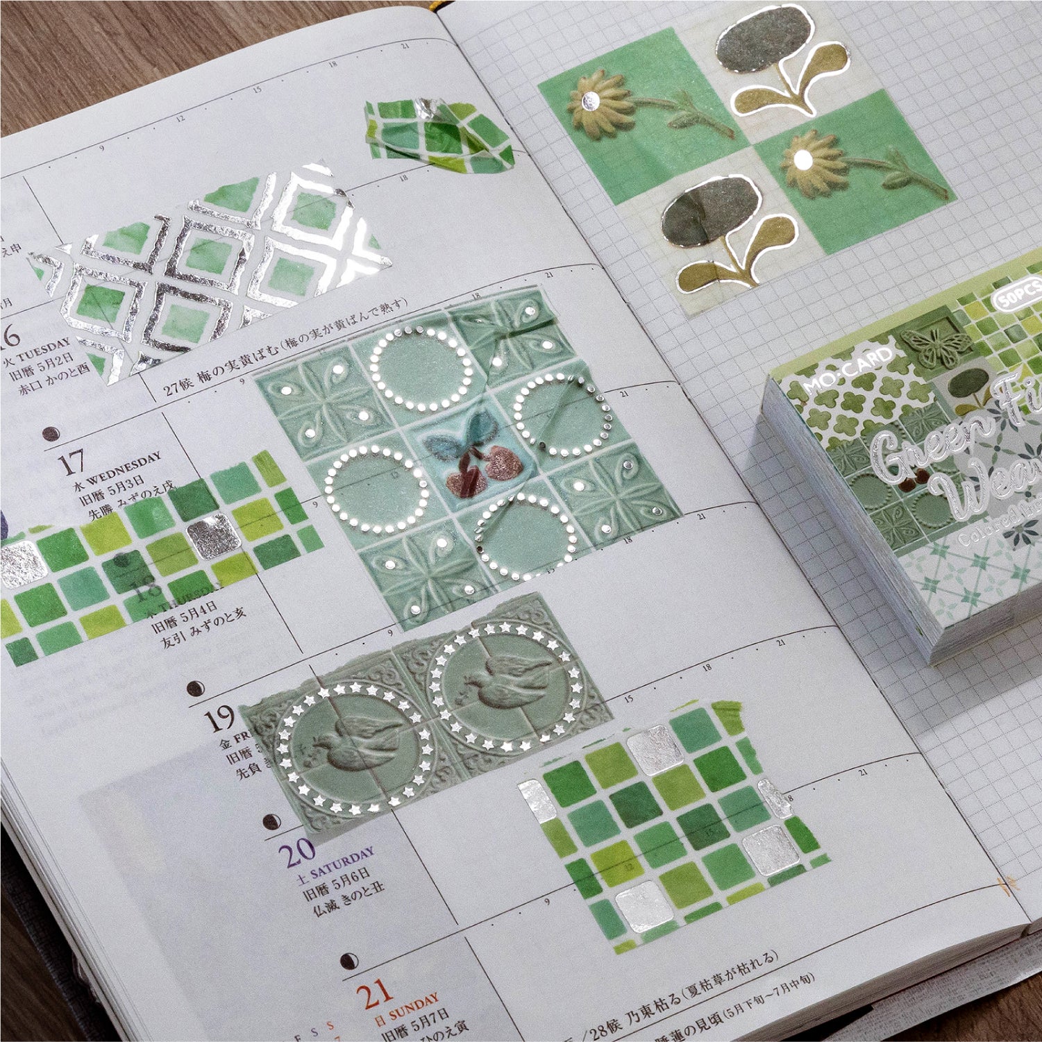Silver Foil Floral Tile Sticker Book