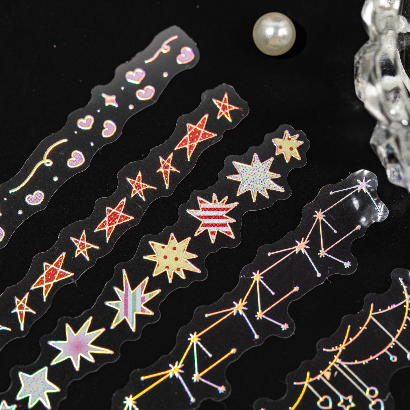 Starlight Laser Silver Long Sticker for journaling and scrapbooking