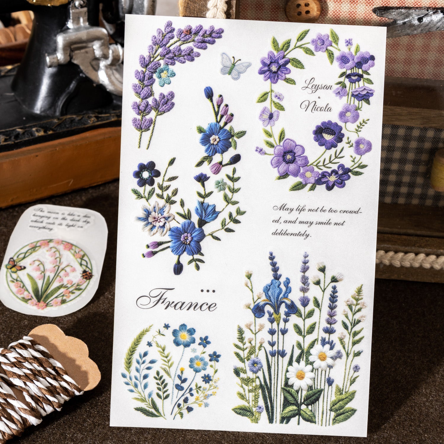 Vine and Embroidery Floral Transfer Sticker