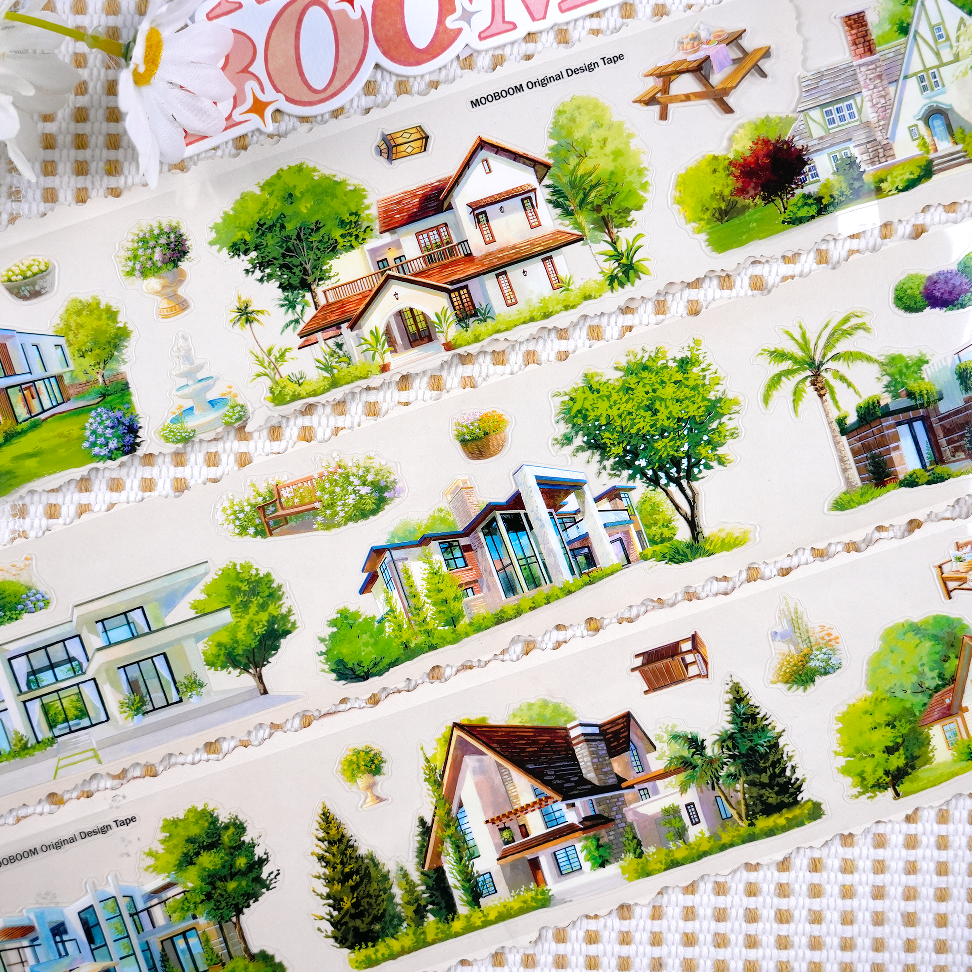 Modern house and villa scrapbook tape for collage decoration