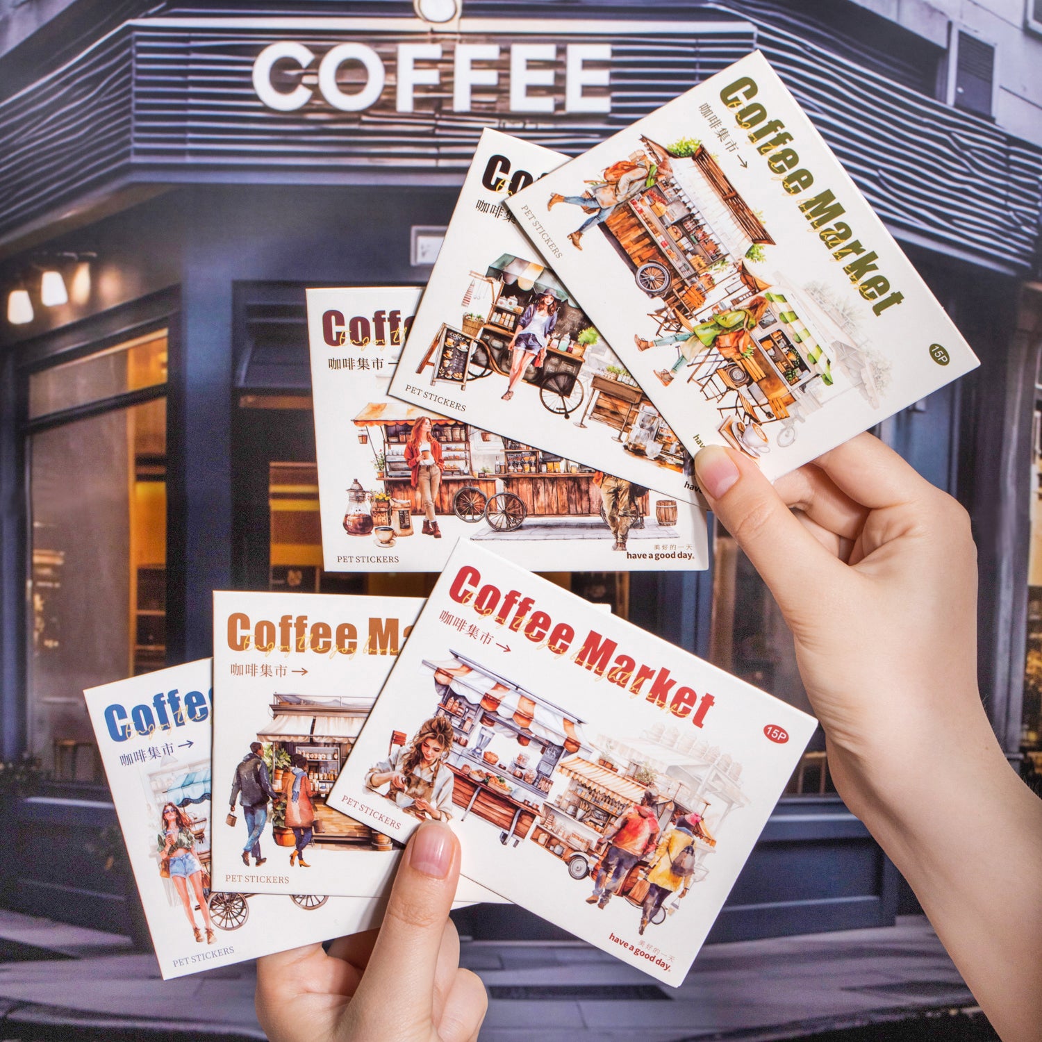 Coffee Market PET Sticker