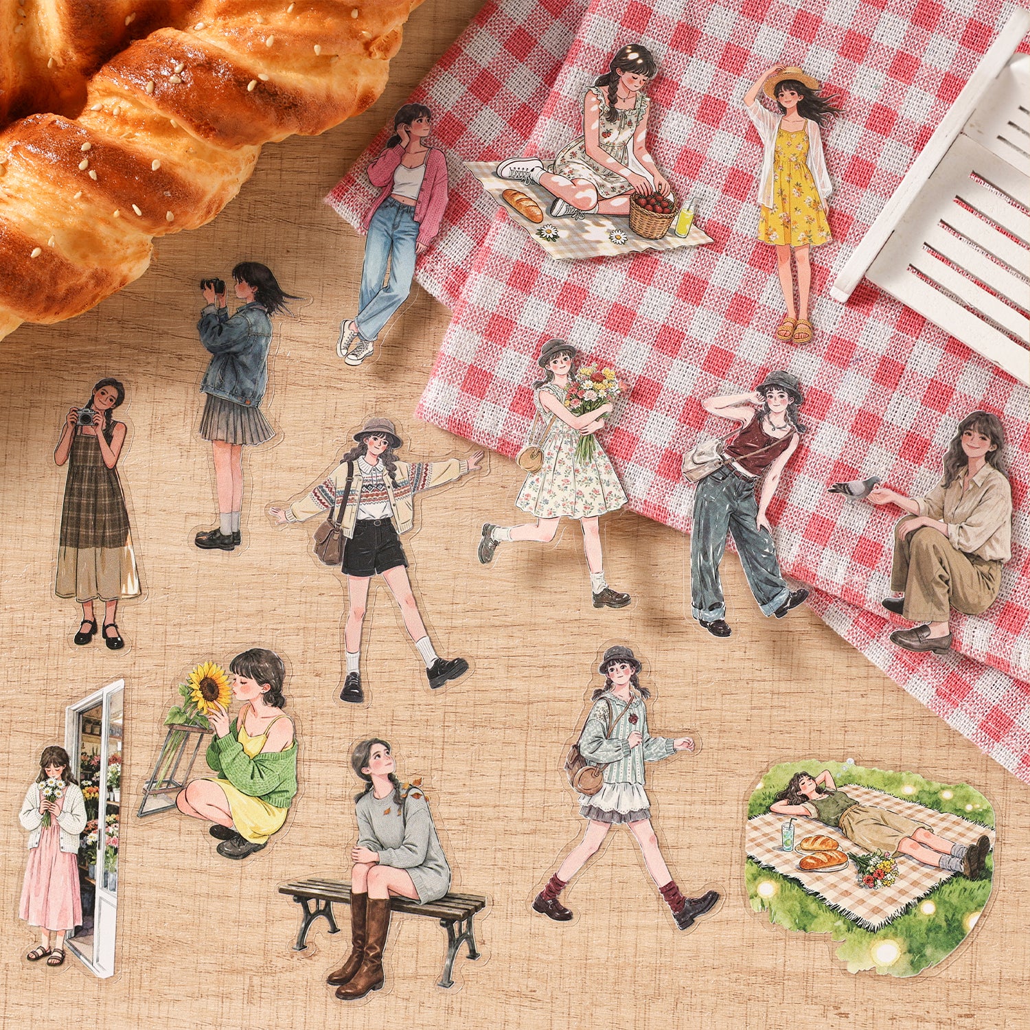 Everyday Life Girl Character Stickers