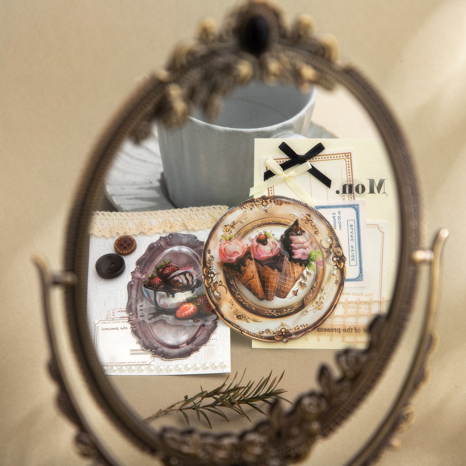 Antique Dinner Plates Scrapbooking Paper