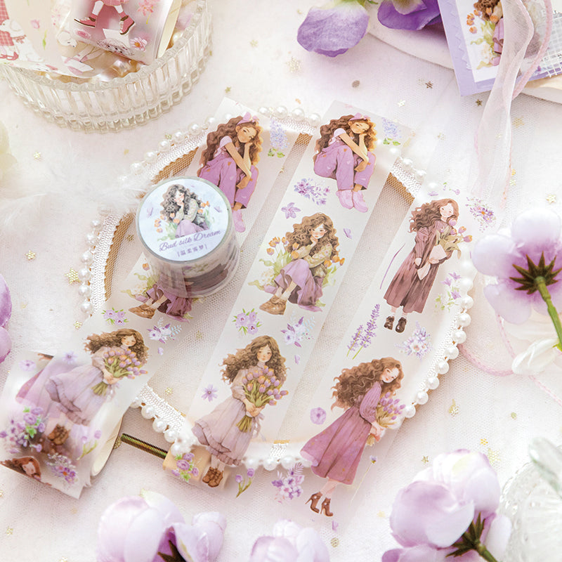 Girl Holding Flowers PET Tape