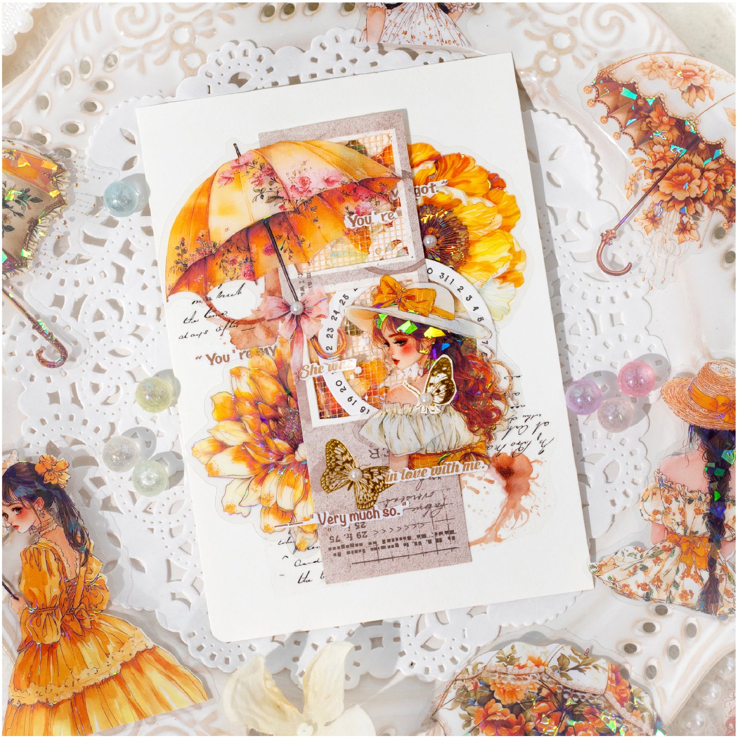 Rainy-day Beauty PET Sticker