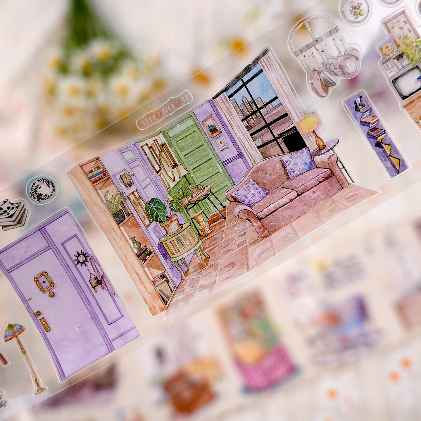 【MOOBOOM】Monica's Apartment Indoor View Pre-cut Crystal Foil PET Tape