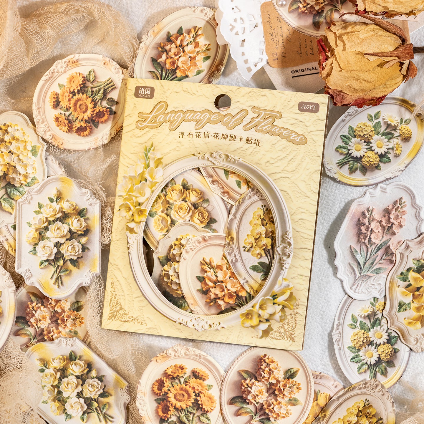 Floating Stone, Flower Message Paper Sticker