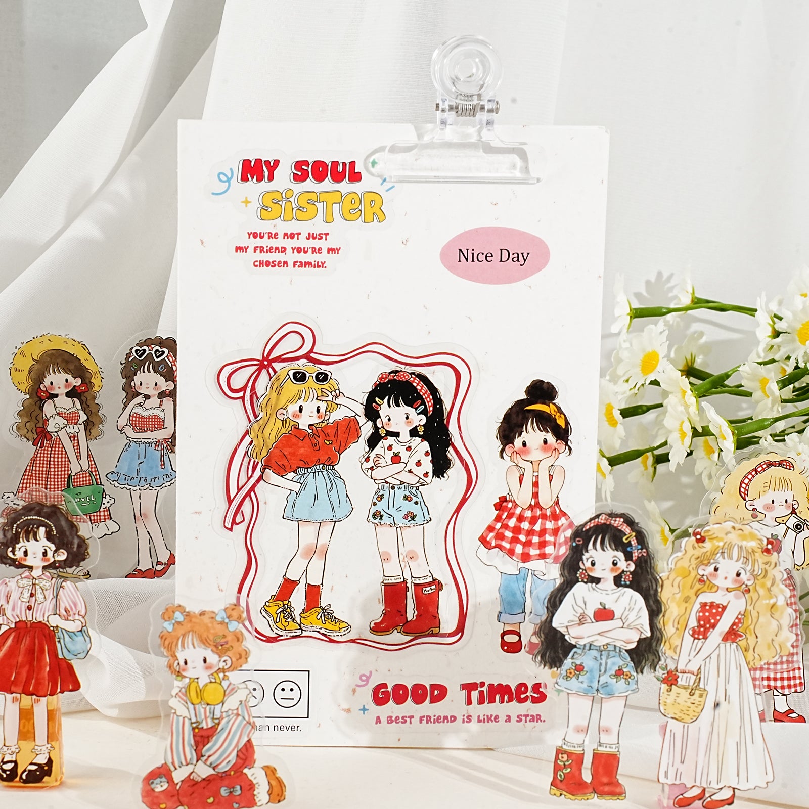 Character PET sticker sample for diary pages and card making