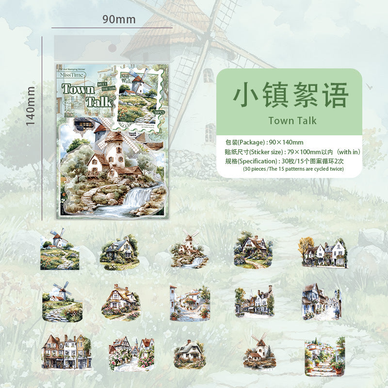 Collection of Scenery and Words PET Sticker