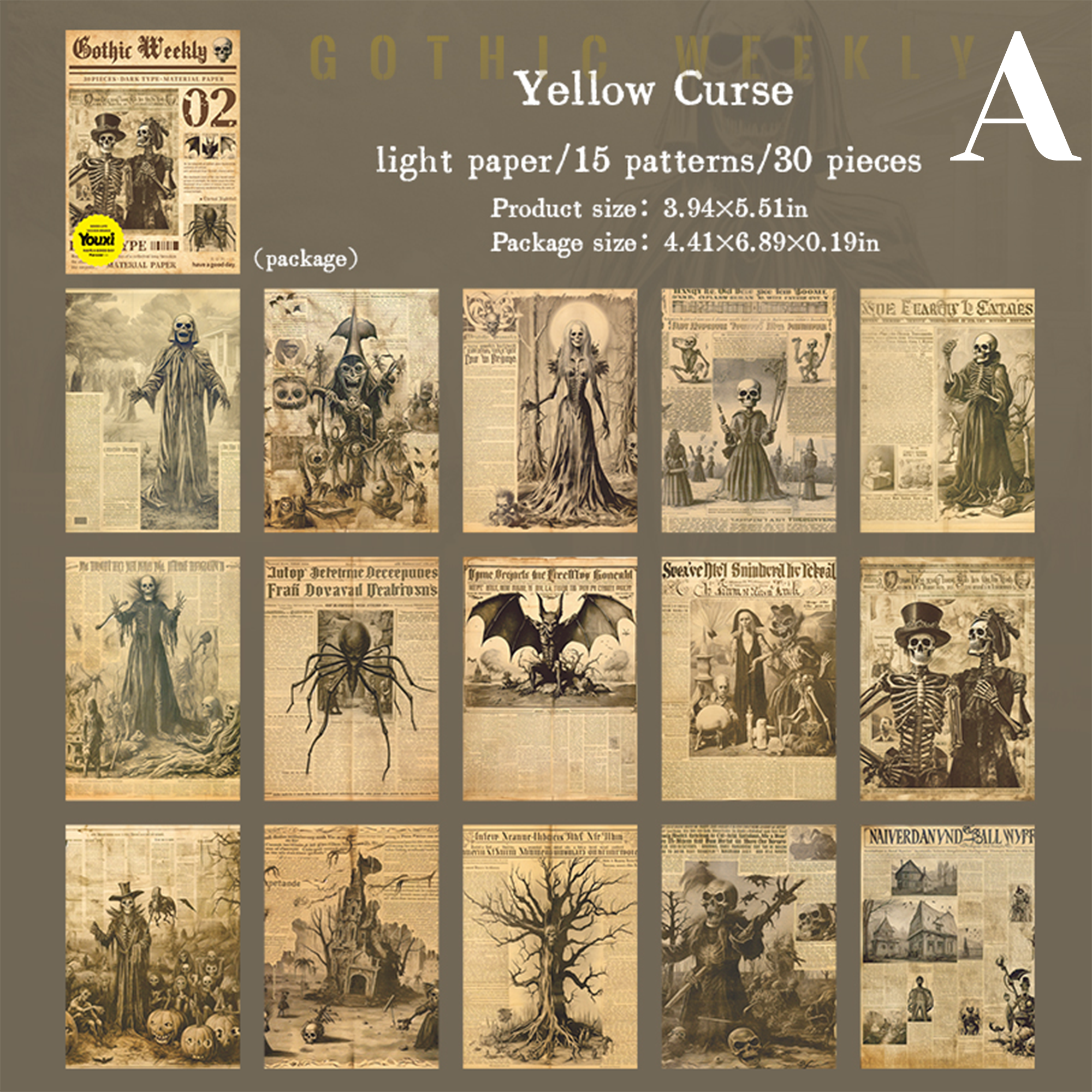 Gothic Weekly Scrapbooking Paper