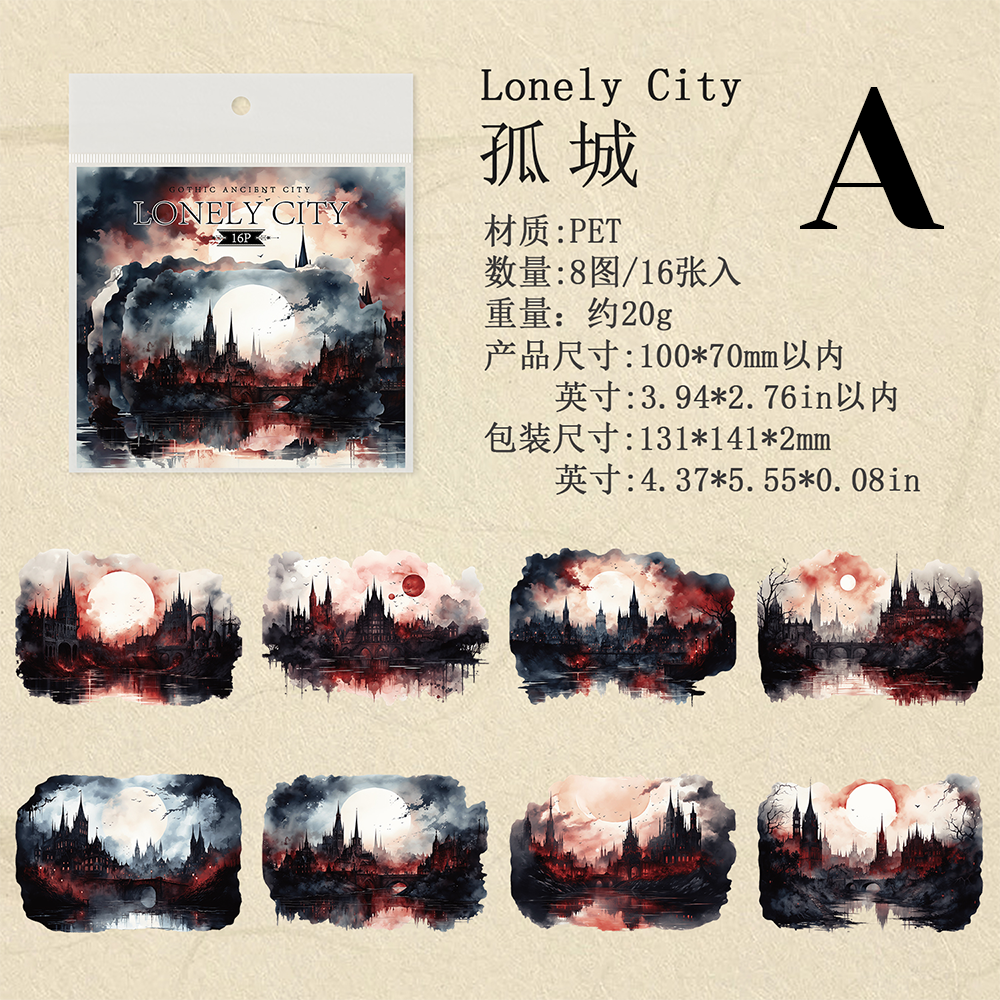 Gothic Ancient City PET Stickers