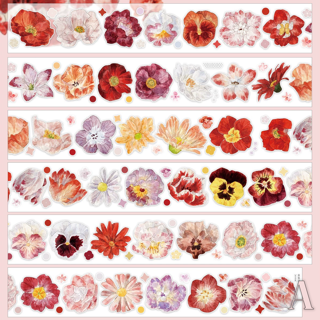 NEW Studio Flowers Pre-cut PET Tape（4 Style）（Whole Roll）