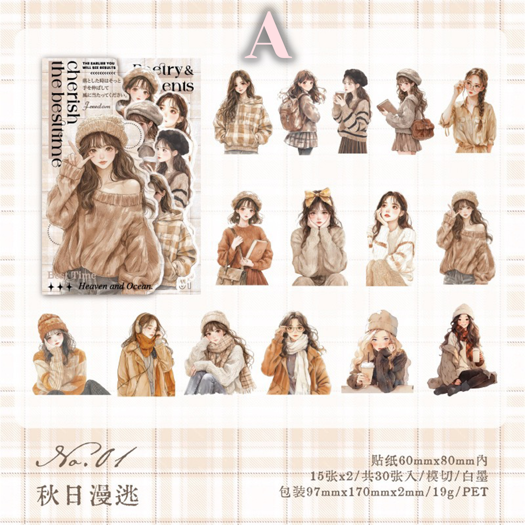 Gentle Journal Korean-style Girl PET Sticker