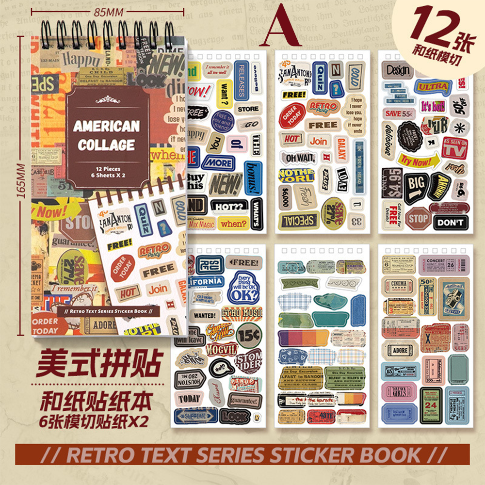 Vintage Text Pre-cut Sticker Book