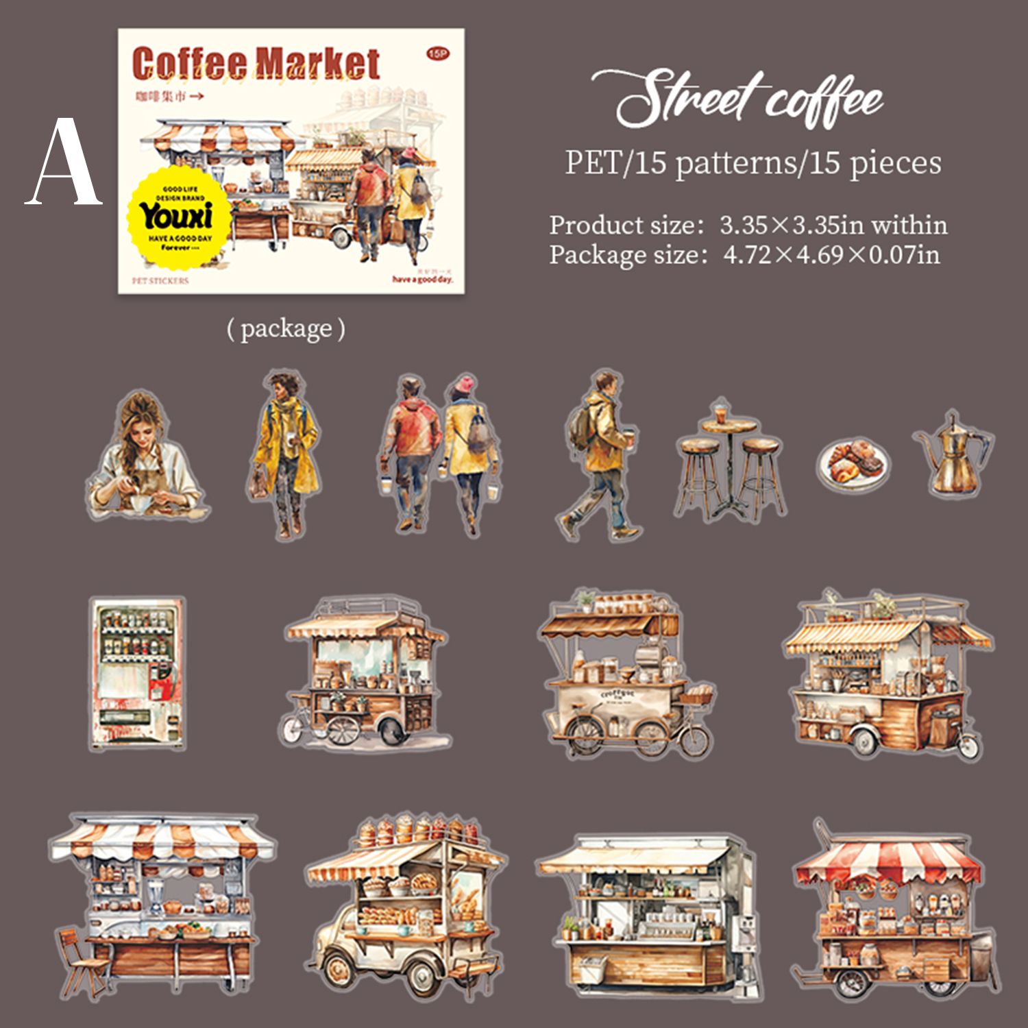 Coffee Market PET Sticker