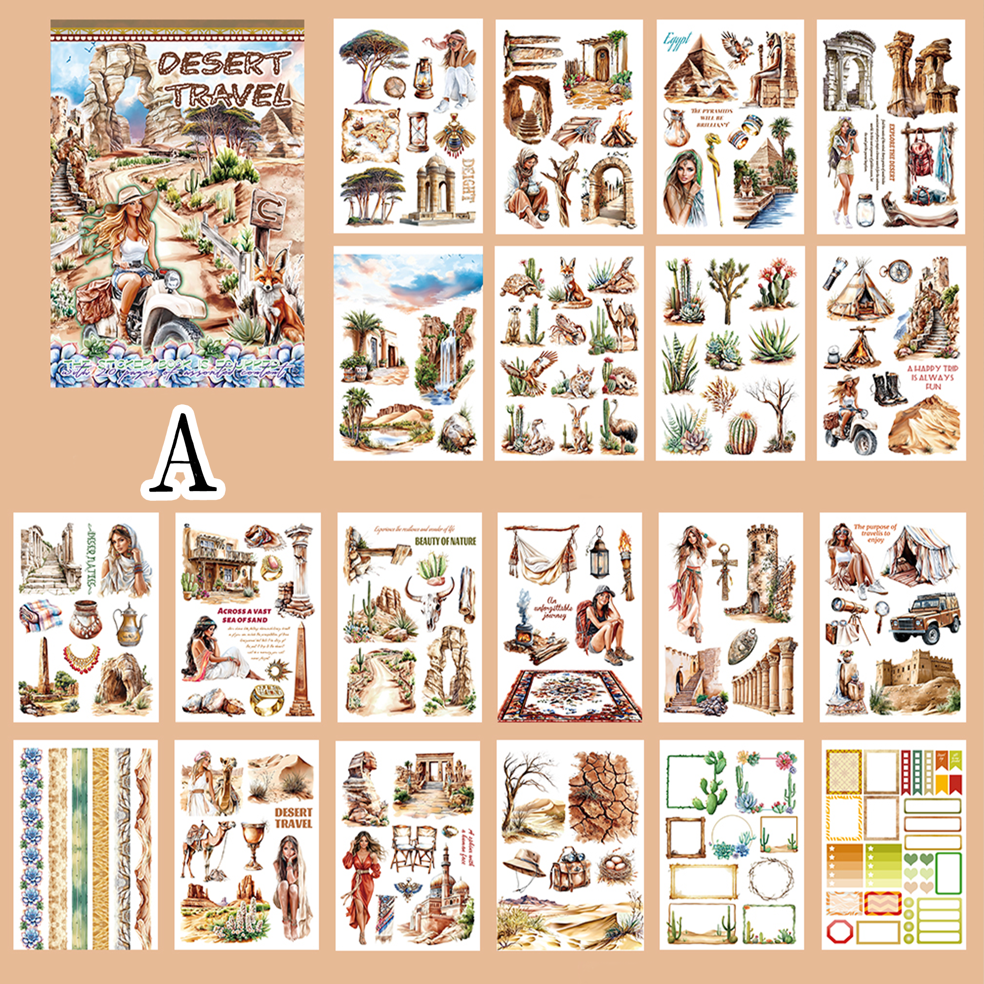 Vintage Sticker Book Vol.12 - Desert Travel for journaling and scrapbooking