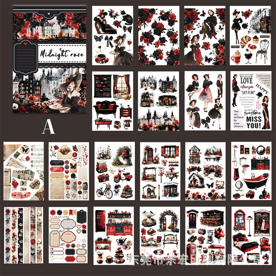 Vintage Sticker Book Vol.17 - Midnight Rose