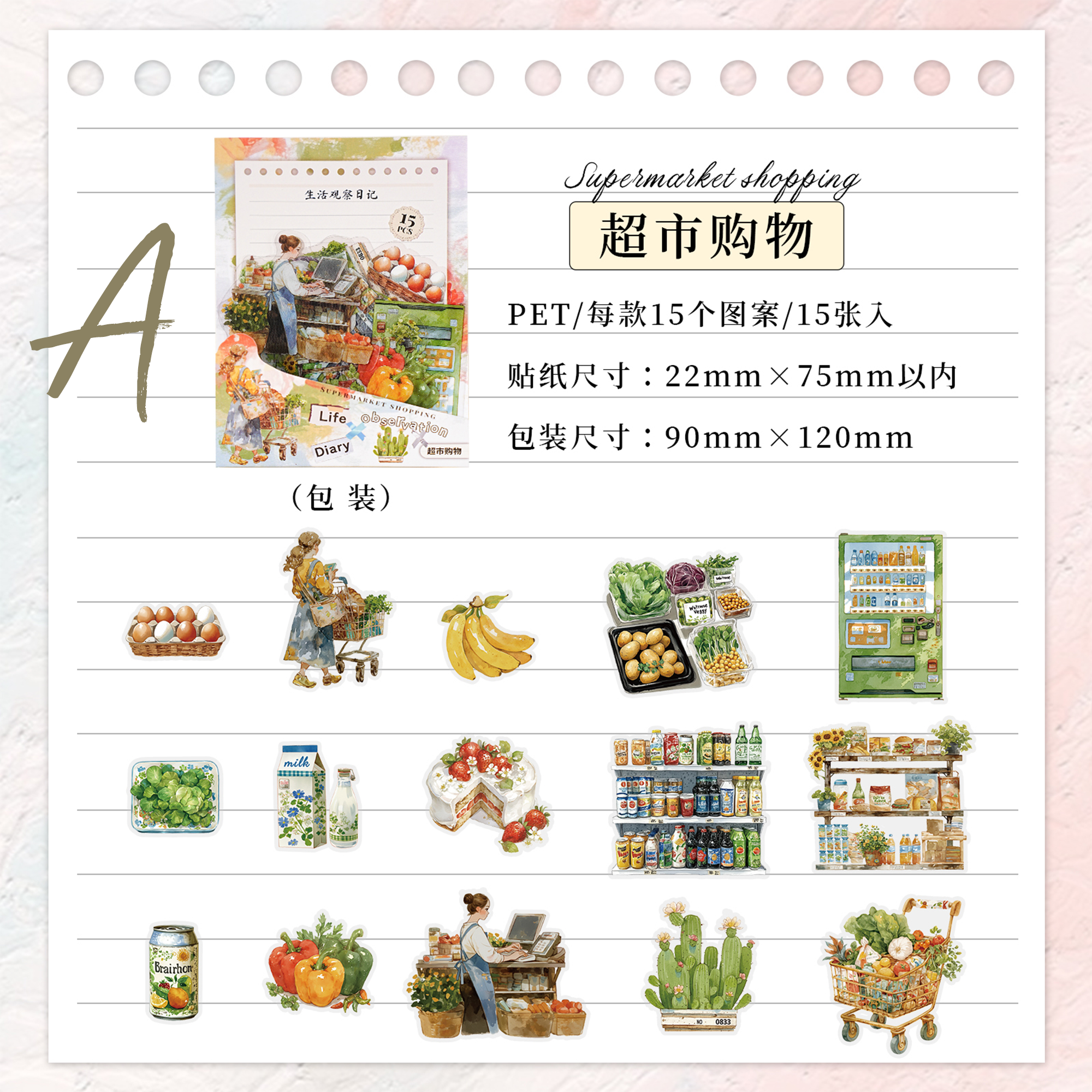 Life Observation Diary PET Sticker