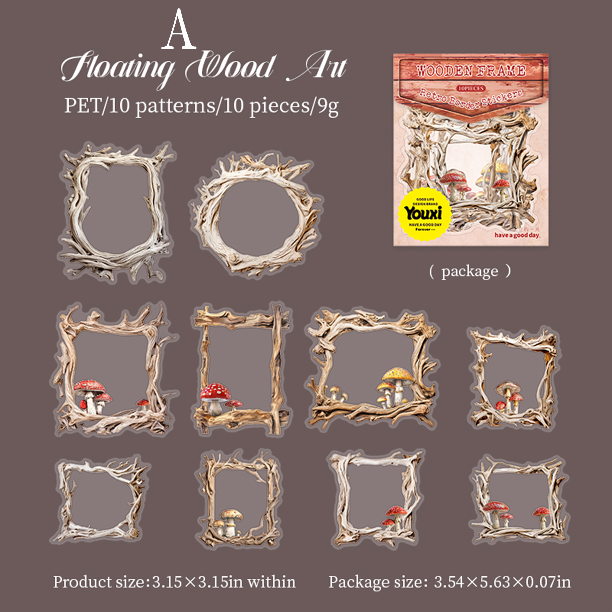 Forest Language Wooden Frame PET Sticker