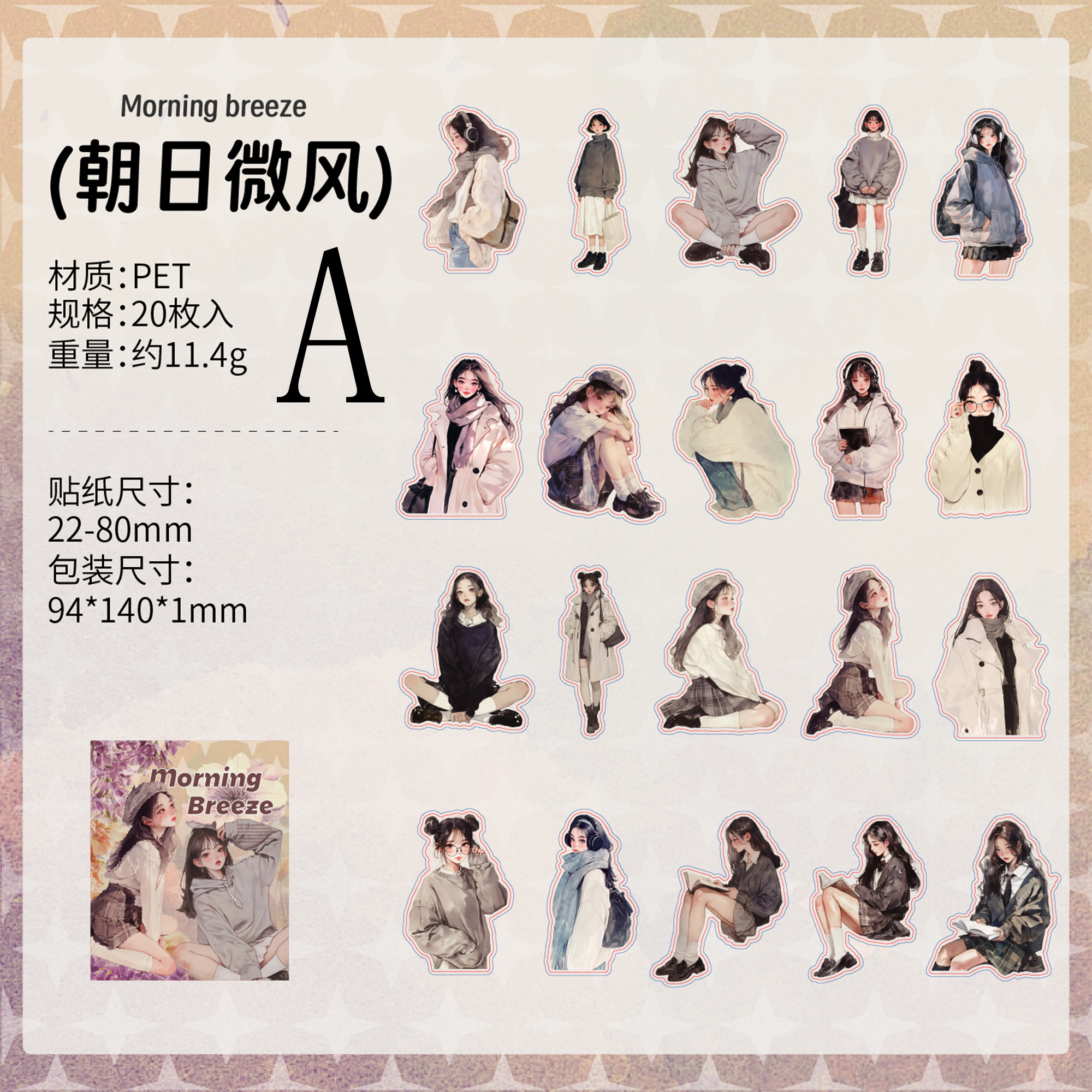 Fashion Character PET Stickers