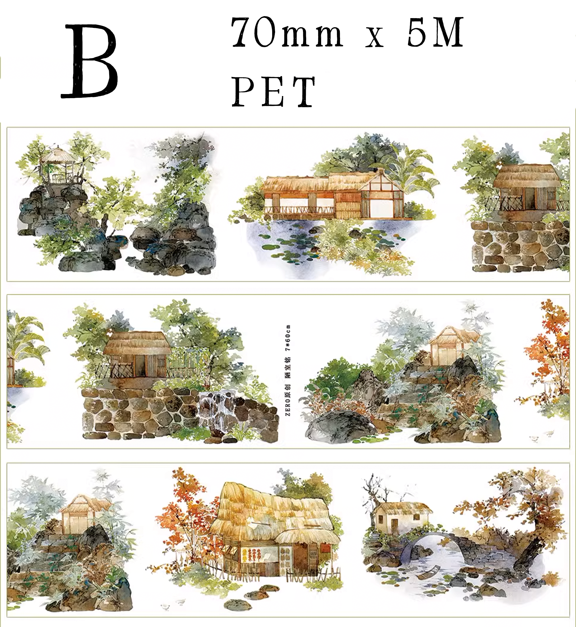 【ZERO】Ancient Chinese Figures & Construction Tape(42 Styles)(Whole Roll Tape)