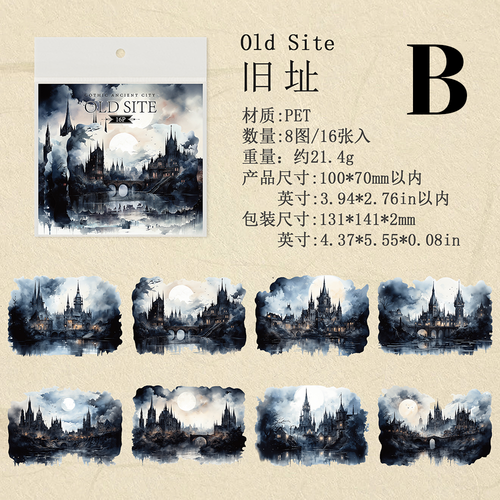 Gothic Ancient City PET Stickers