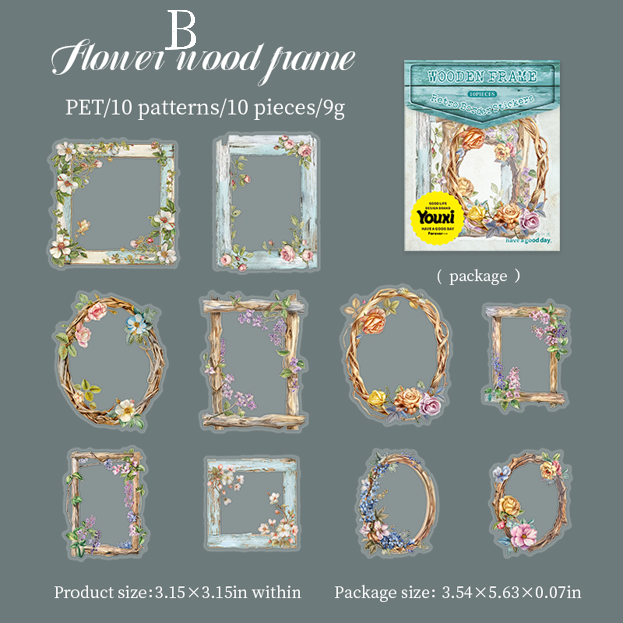 Forest Language Wooden Frame PET Sticker