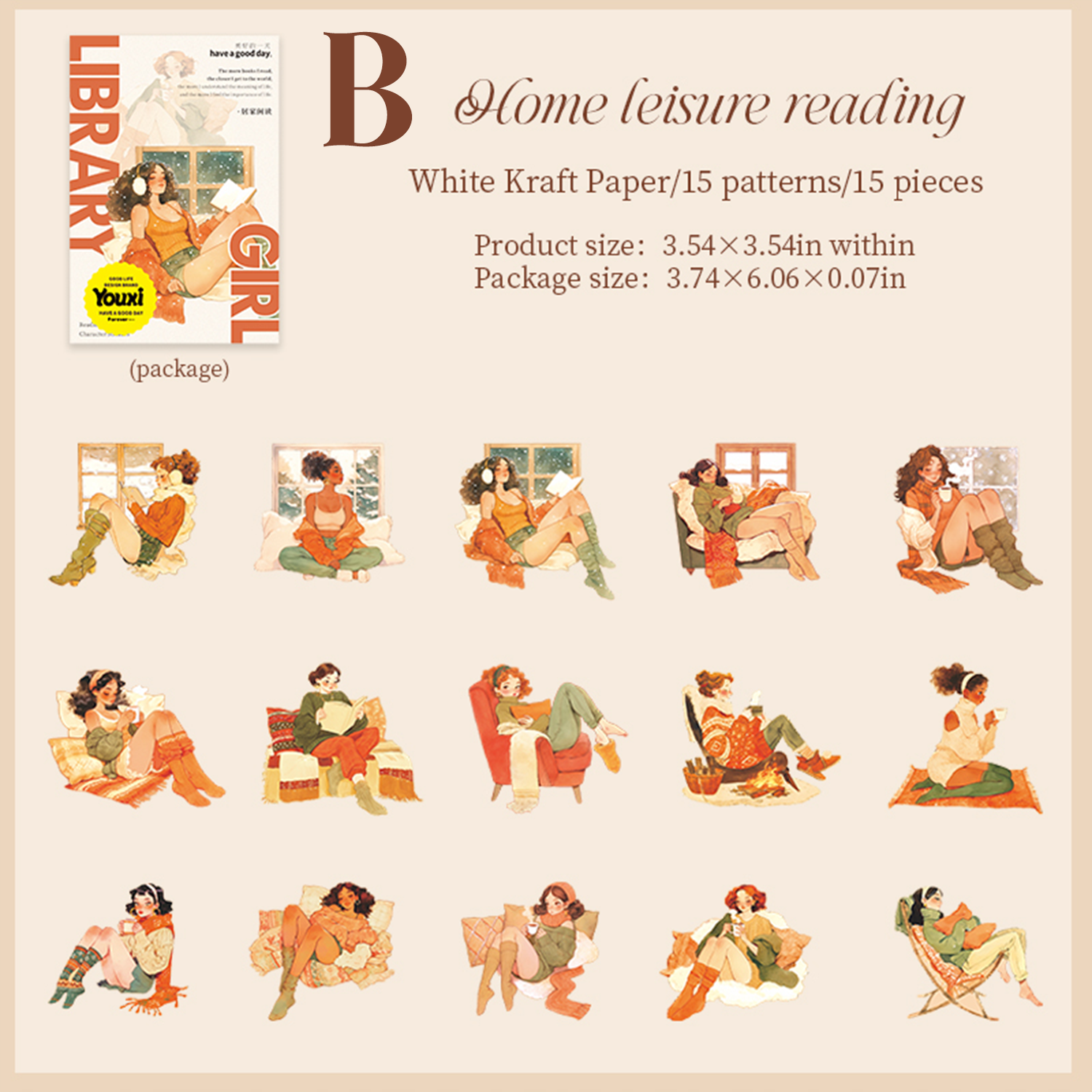 Library Girl PET Sticker