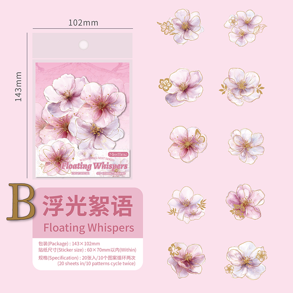 Gold-Foiled Flower PET Stickers