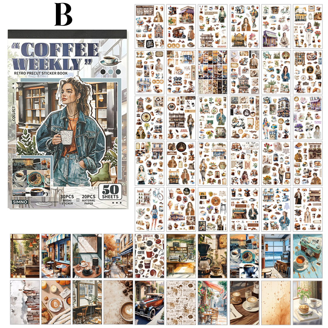 Slow Life Vintage Sticker Books