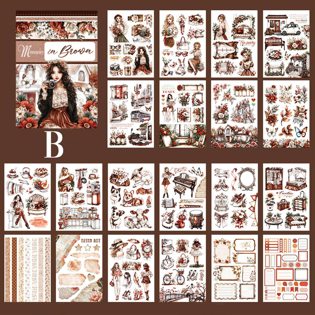 Vintage Sticker Book Vol.14 - Memories in Brown