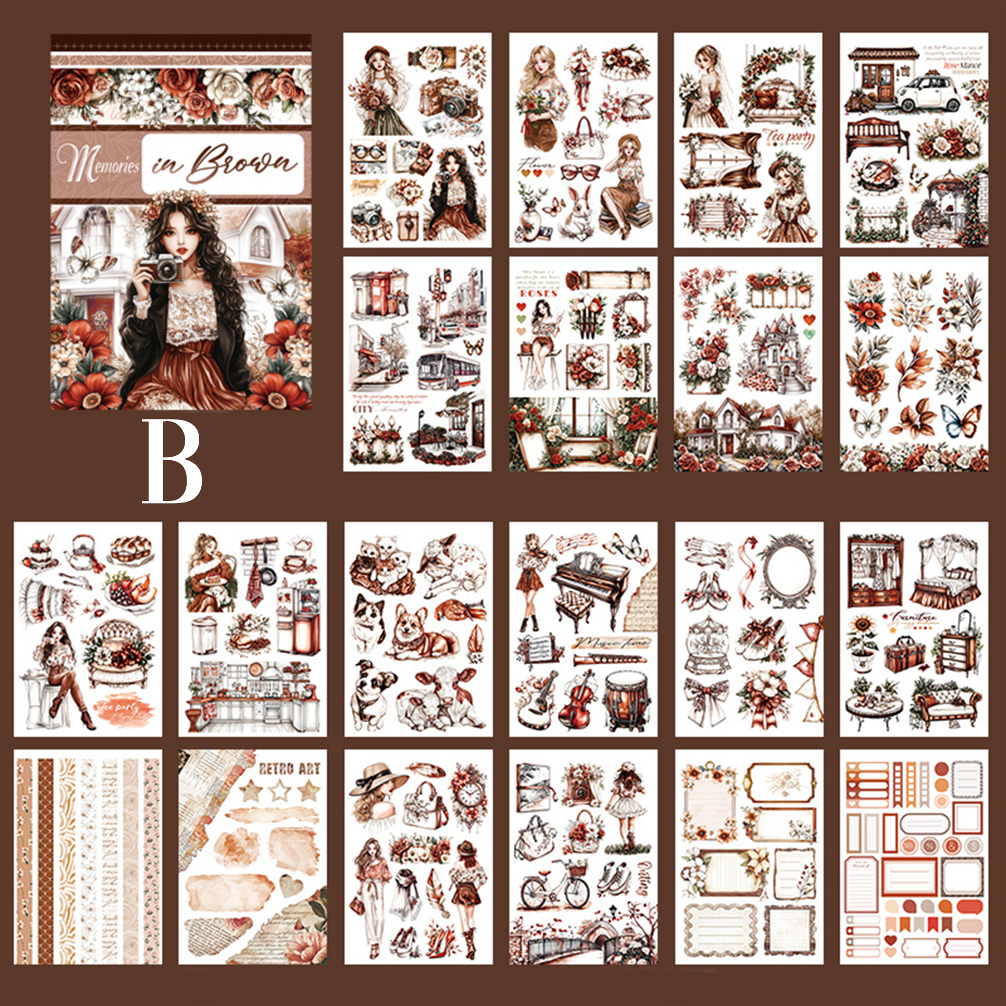 Vintage Sticker Book Vol.14 - Memories in Brown