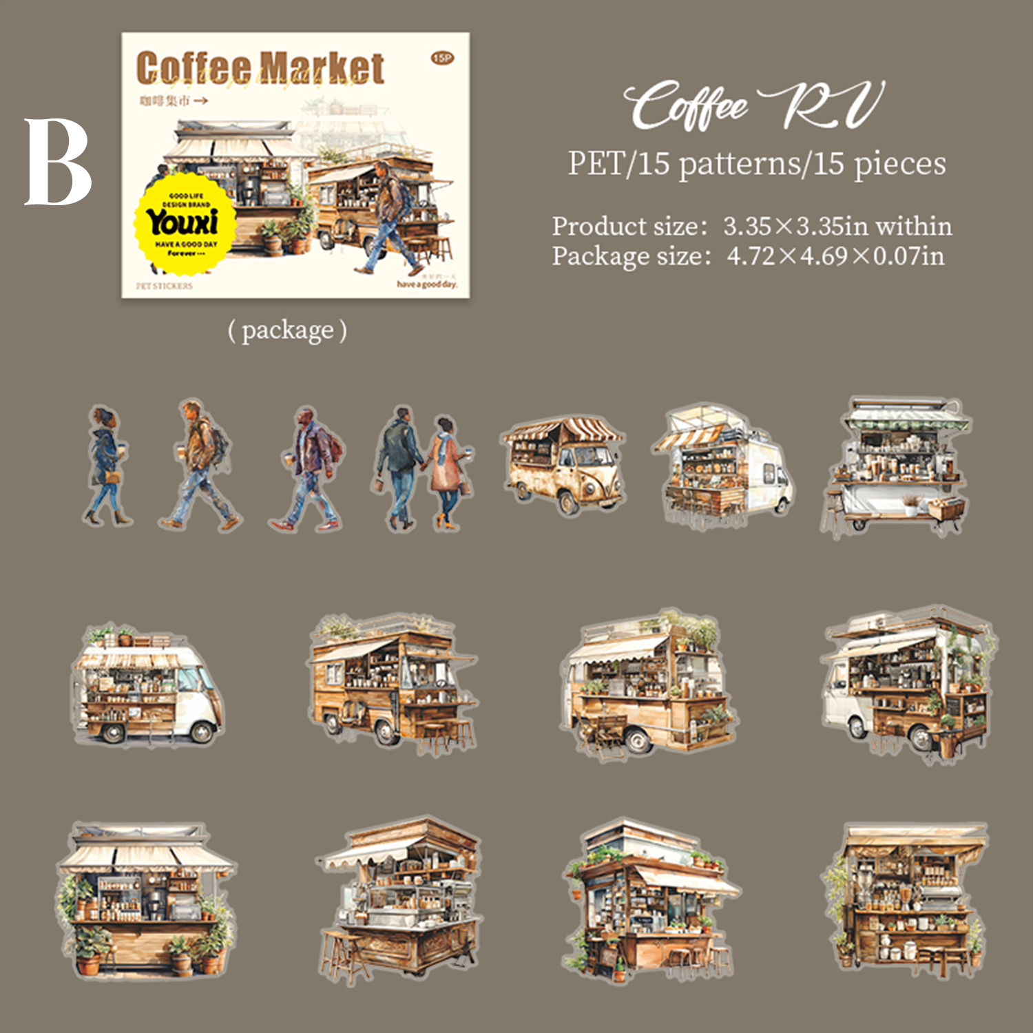 Coffee Market PET Sticker