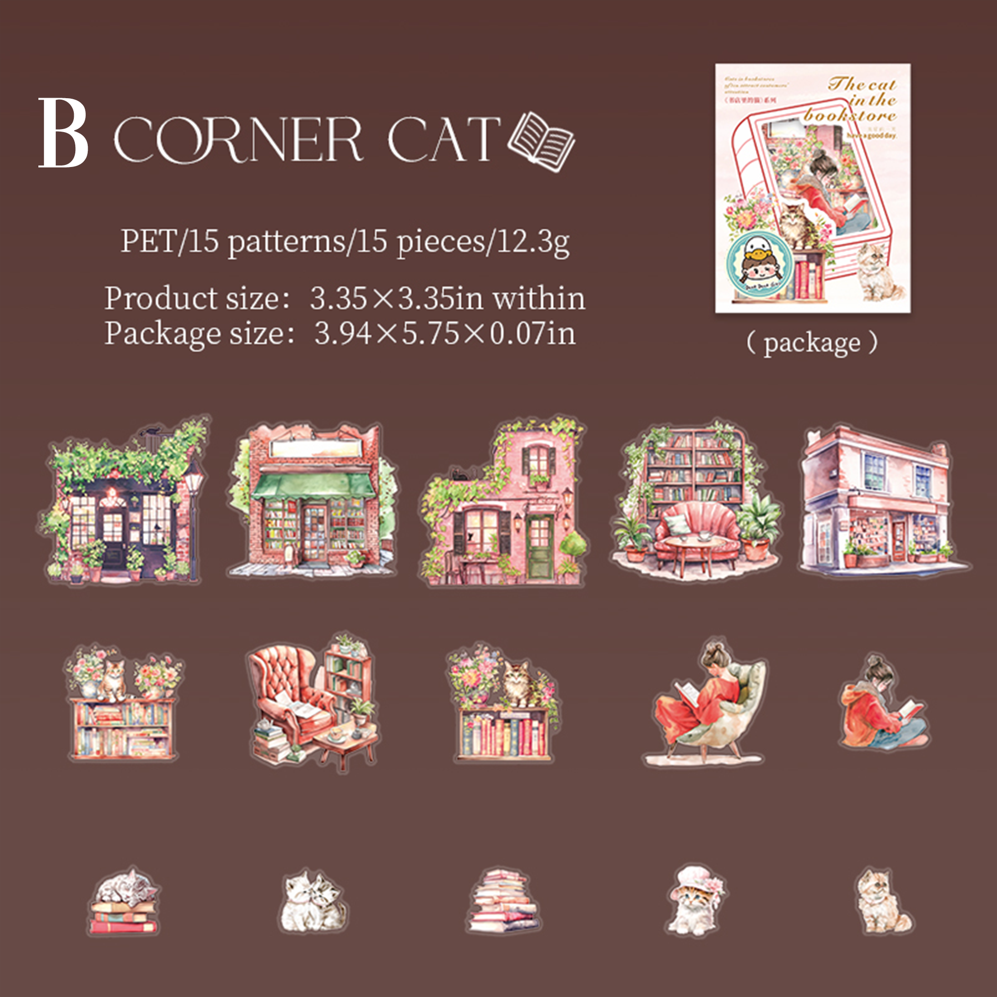 The Cat in The Bookstore PET Sticker