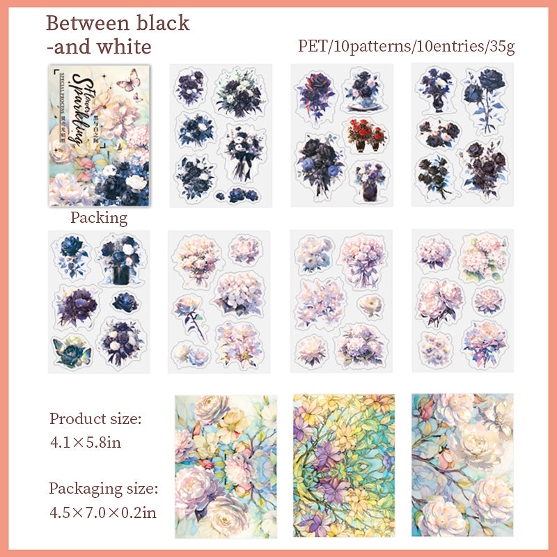 Sparkle flowers PET Sticker & Scrapbooking Paper