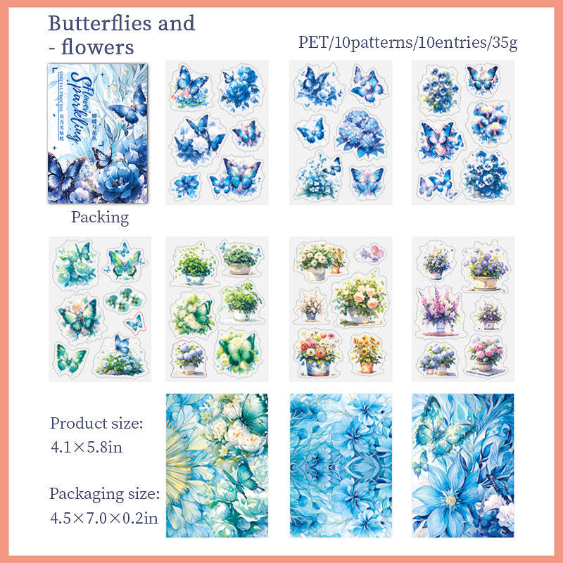 Sparkle flowers PET Sticker & Scrapbooking Paper