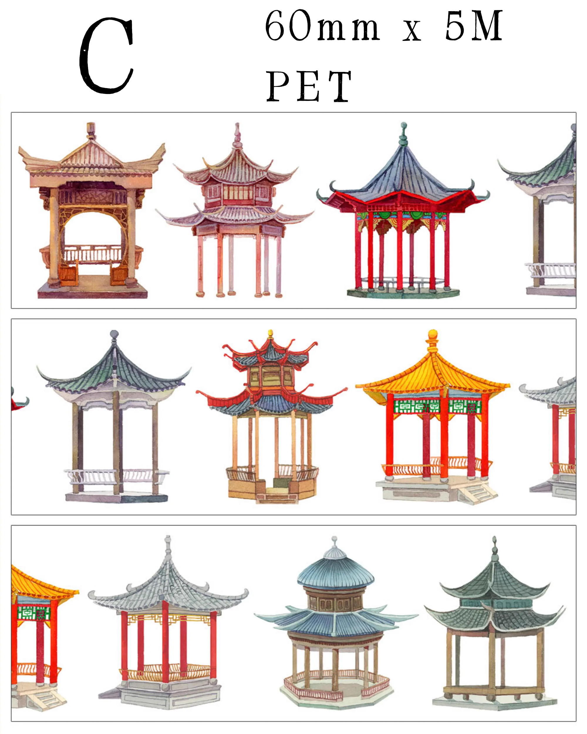 【ZERO】Ancient Chinese Figures & Construction Tape(42 Styles)(Whole Roll Tape)