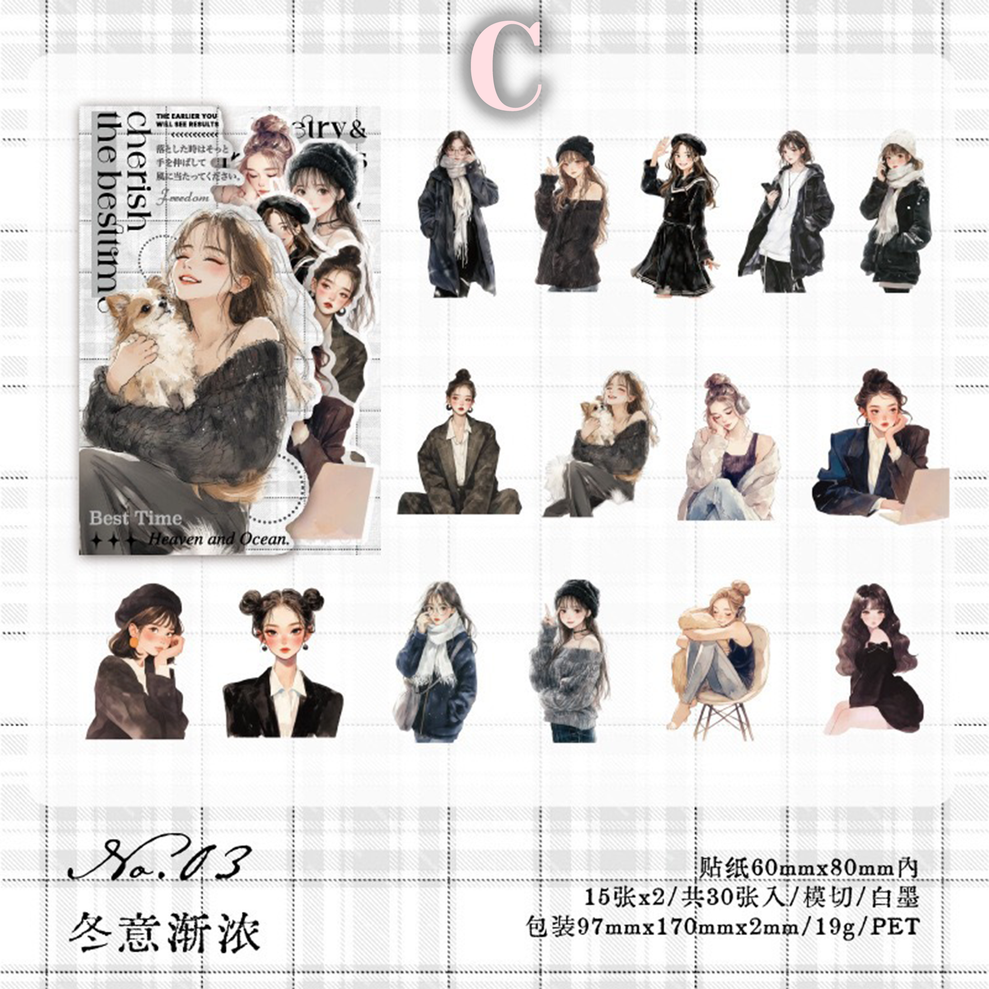 Gentle Journal Korean-style Girl PET Sticker