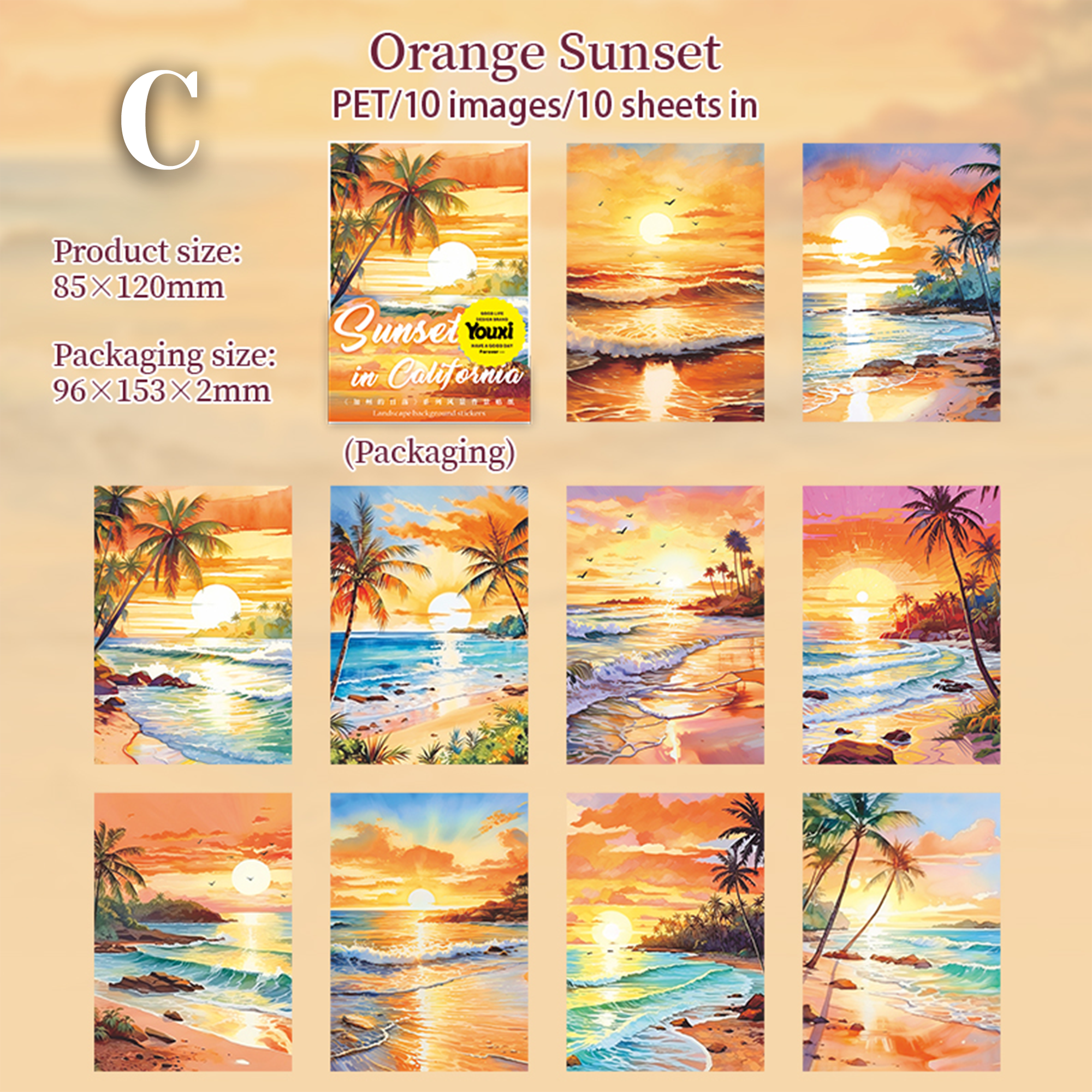 Sunset in California PET Sticker