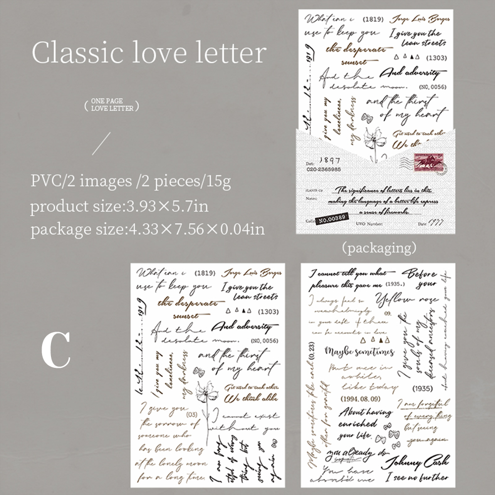 One Page Love Letter Transfer Sticker