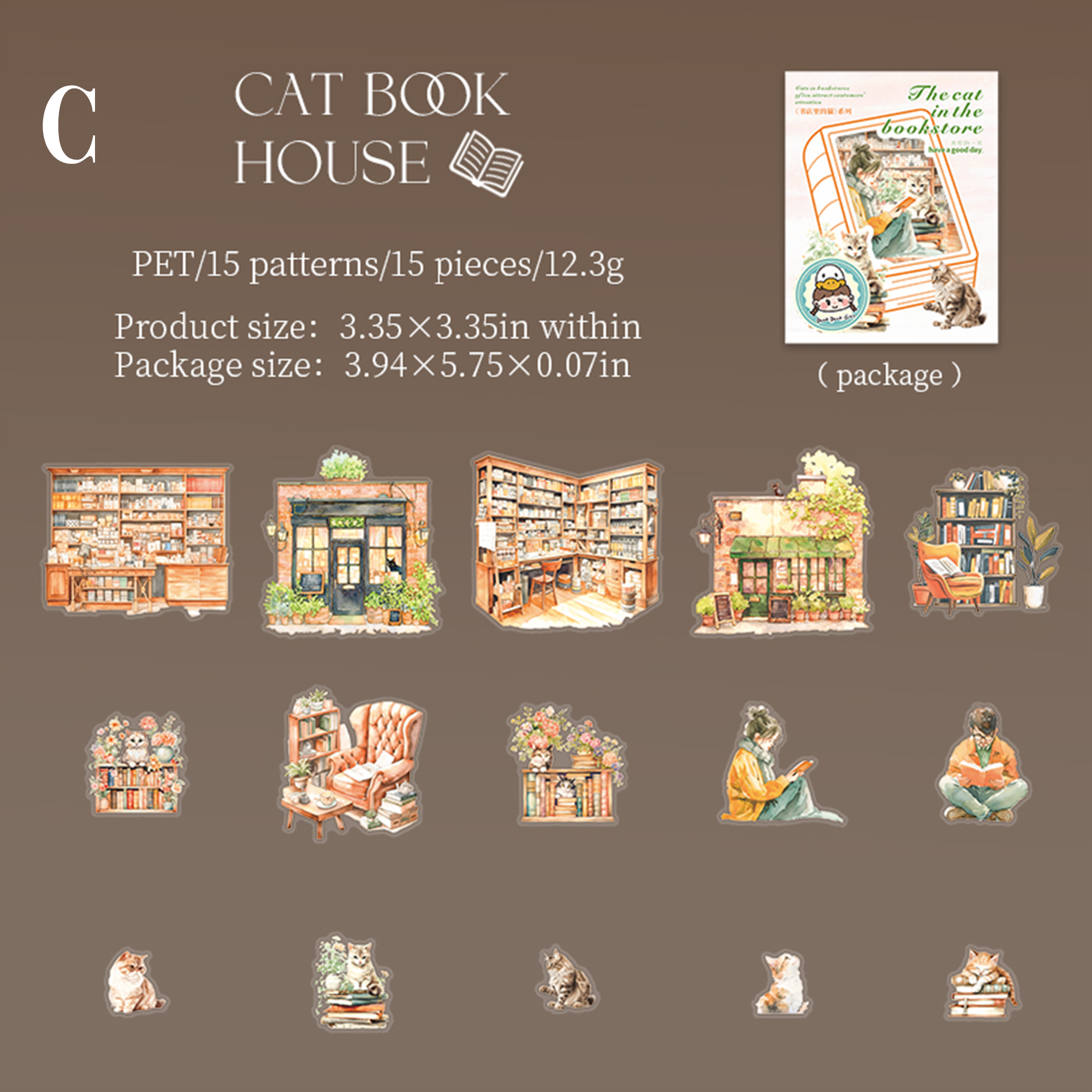 The Cat in The Bookstore PET Sticker