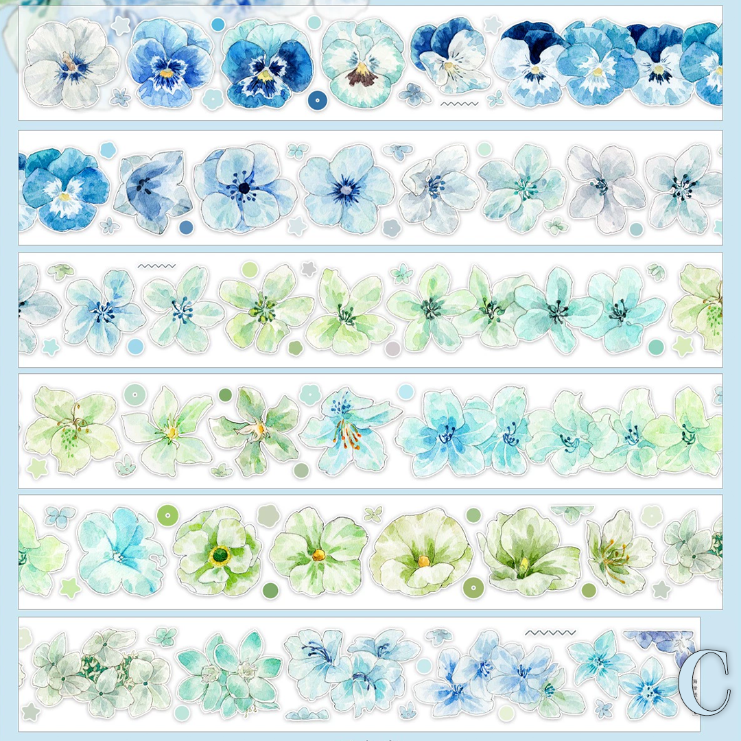 NEW Studio Flowers Pre-cut PET Tape（4 Style）（Whole Roll）