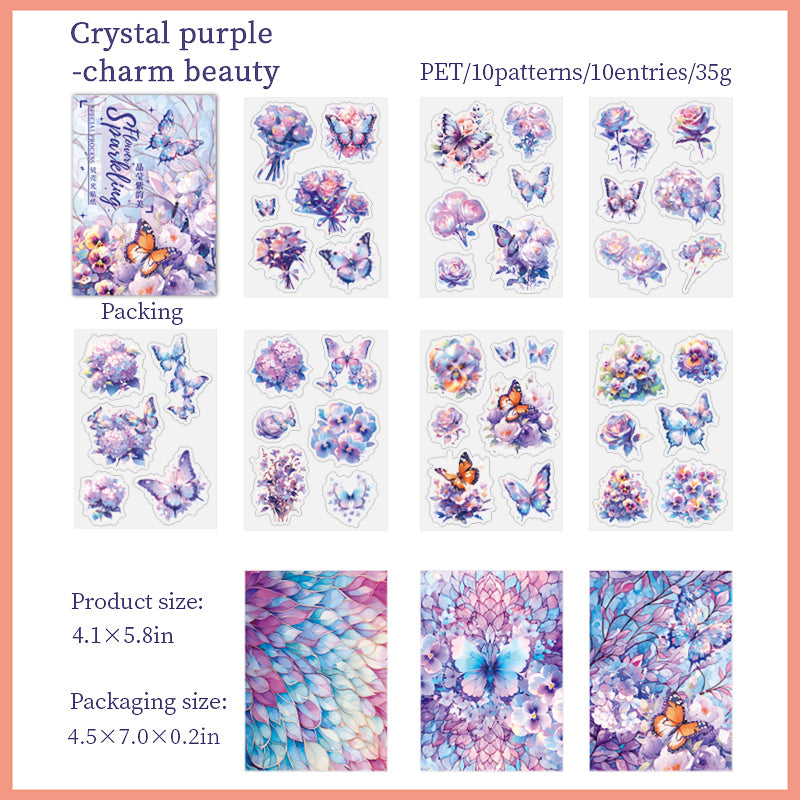 Sparkle flowers PET Sticker & Scrapbooking Paper