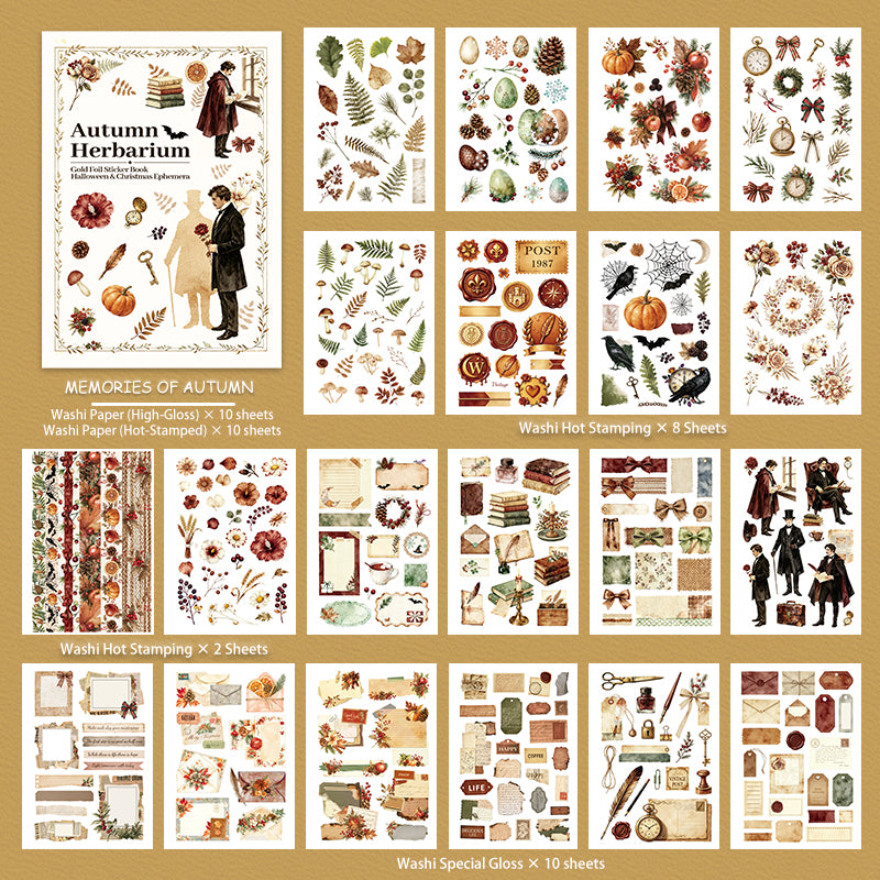 Autumn Herbarium Vintage Sticker Book