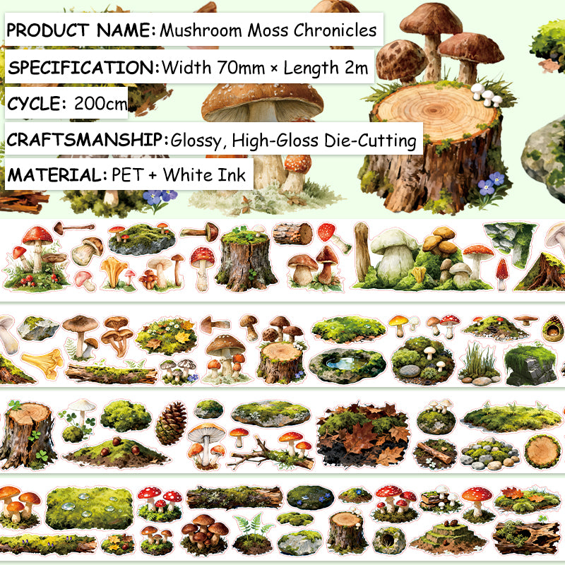 Mushrooms and Moss Pre-cut PET Tape